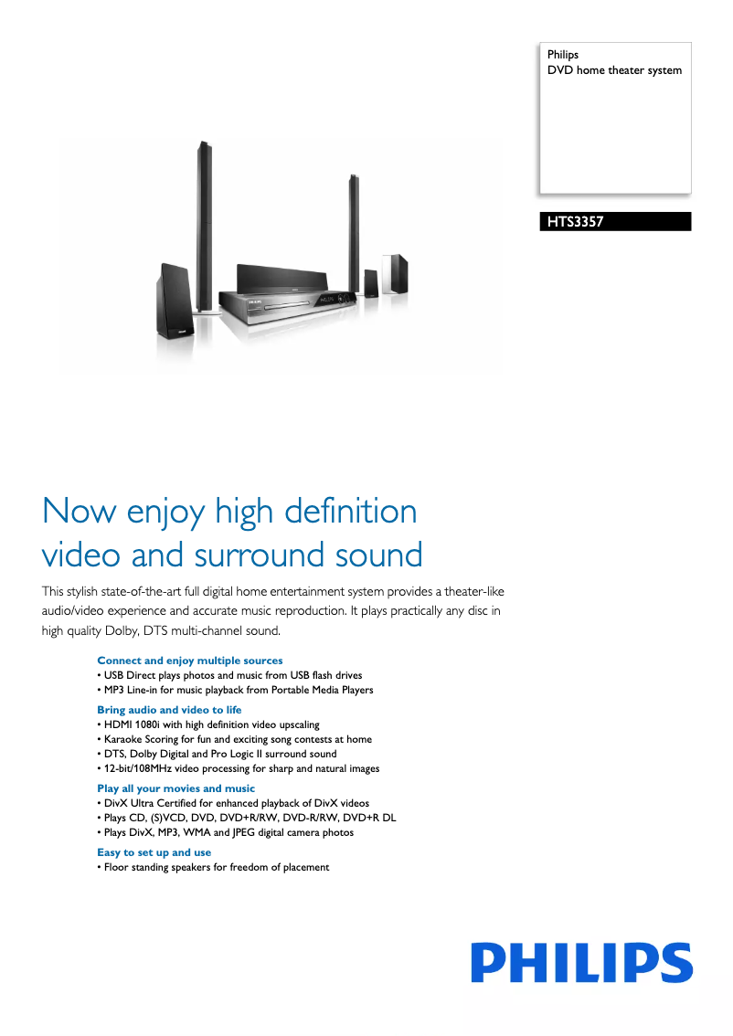 First page image of the manual for HTS3357