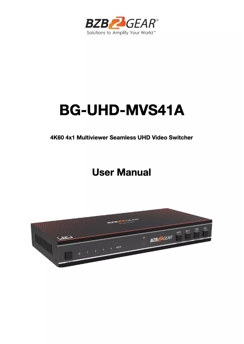 Page 1 de la notice Manuel utilisateur BZBGear BG-UHD-MVS41A
