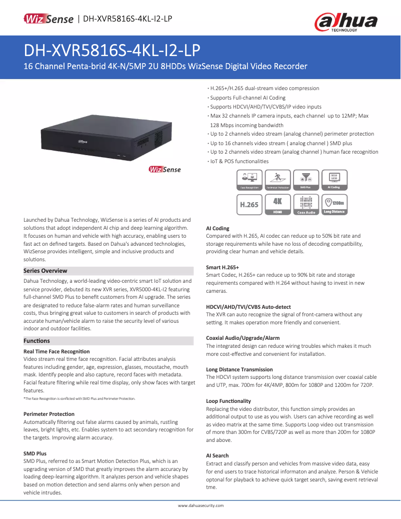 First page image of the manual for XVR5816S-4KL-I2-LP
