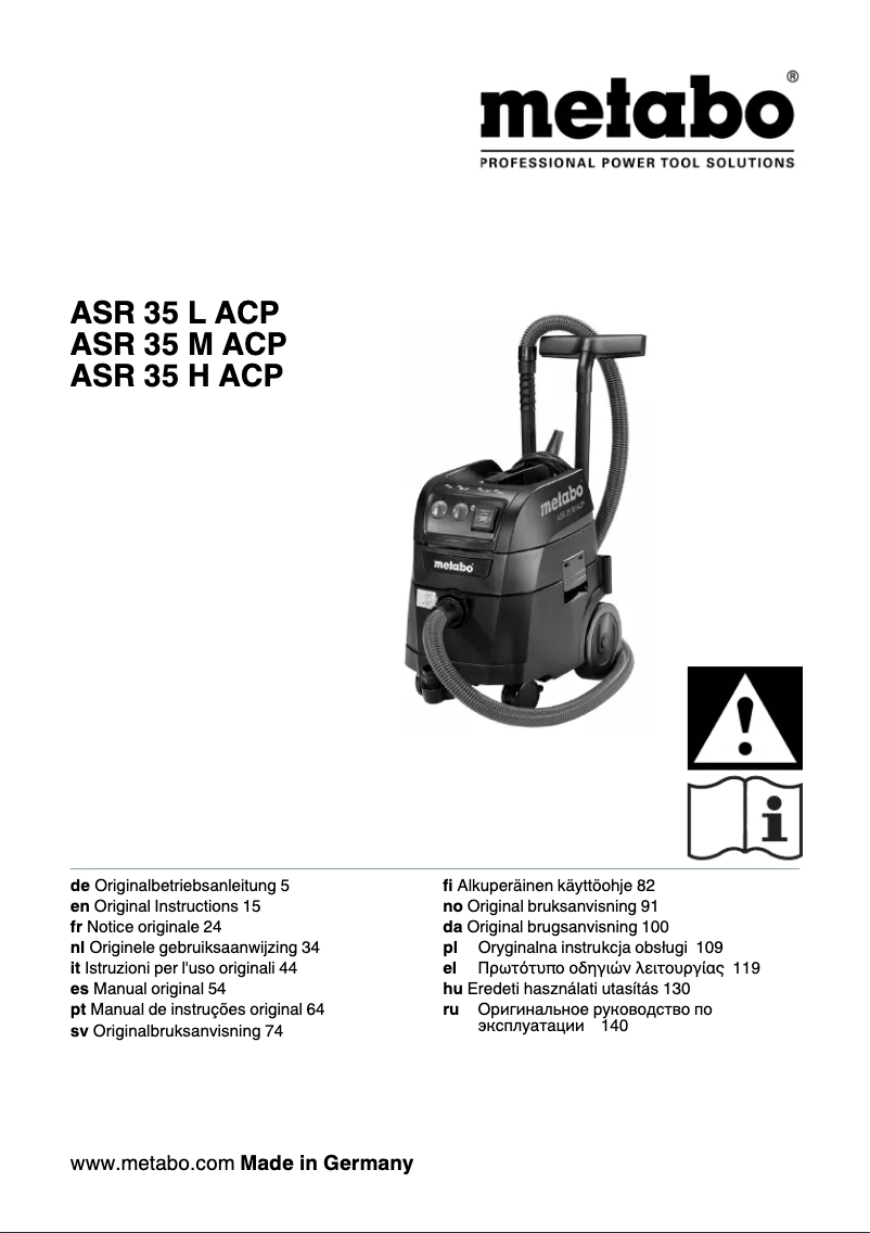 First page image of the manual for ASR 35 L ACP