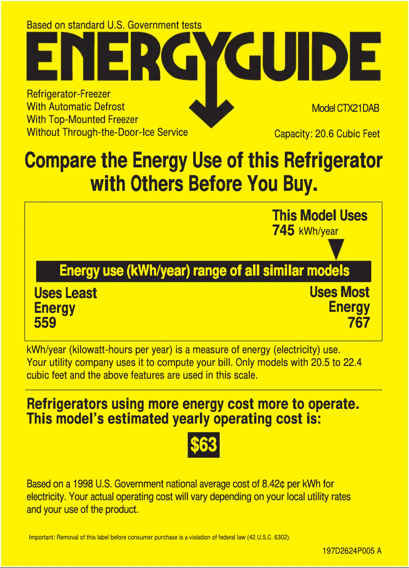 Page 1 of the manual Energy Label Hotpoint CTX21DABAA