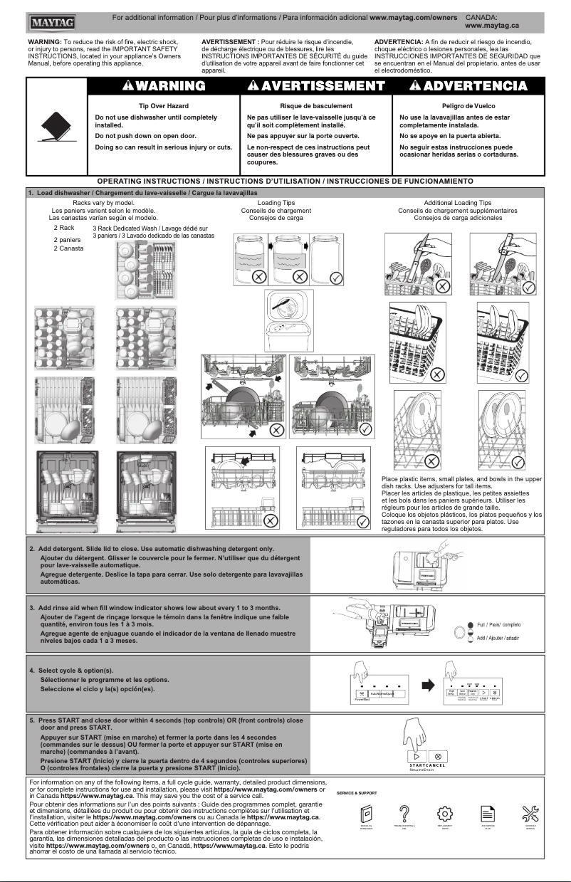 Page 1 of the manual Quick Start Guide Maytag MDB9959SKZ