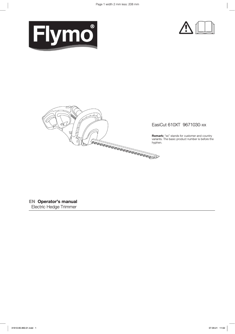 Image de la première page du manuel de l'appareil EasiCut 610XT