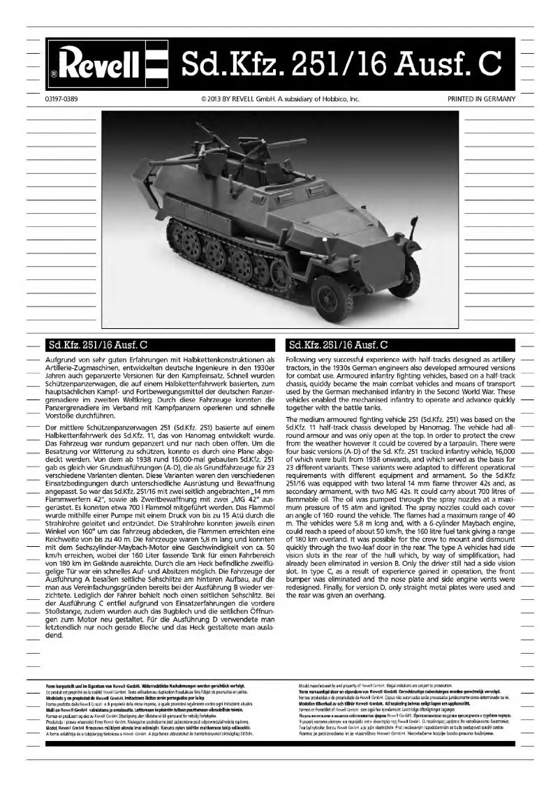 Page 1 of the manual User Manual Revell Sd.Kfz. 251/16 Ausf. C