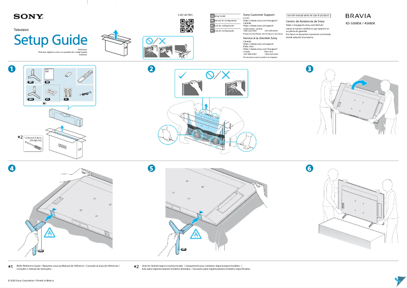 Page 1 of the manual Installation Guide Sony KD-43X80K