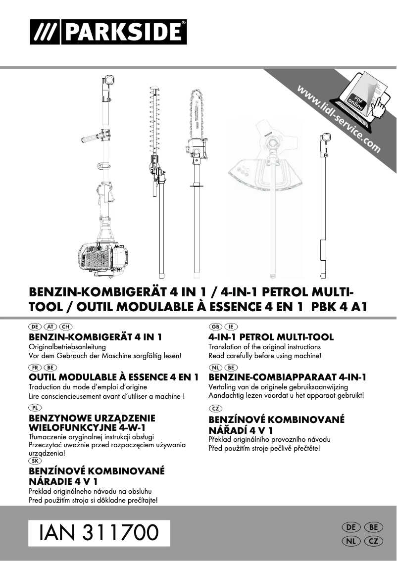 First page image of the manual for PBK 4 A1