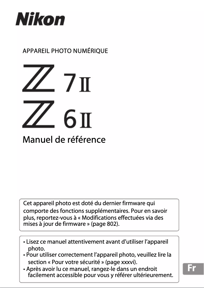 Page 1 of the manual User Manual Nikon Z7 II