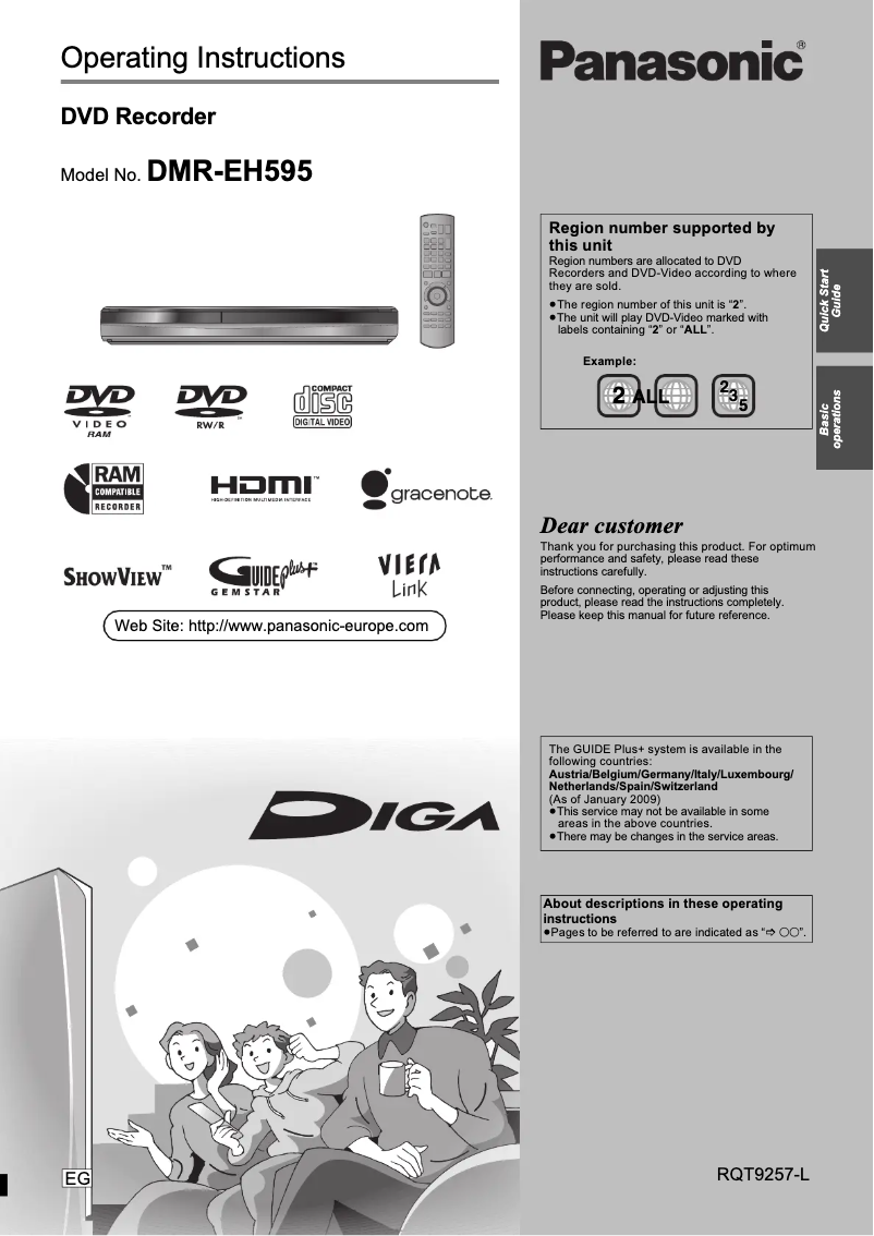 Page 1 of the manual User Manual Panasonic DMR-EH595