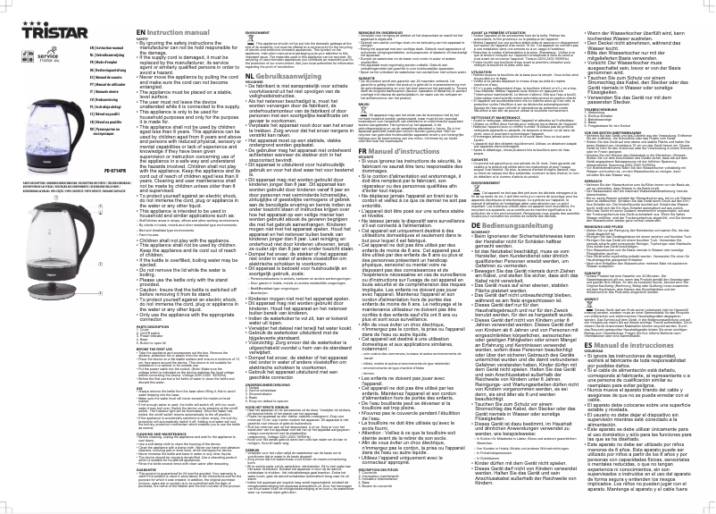 Page 1 of the manual User Manual TriStar PD-8714PR