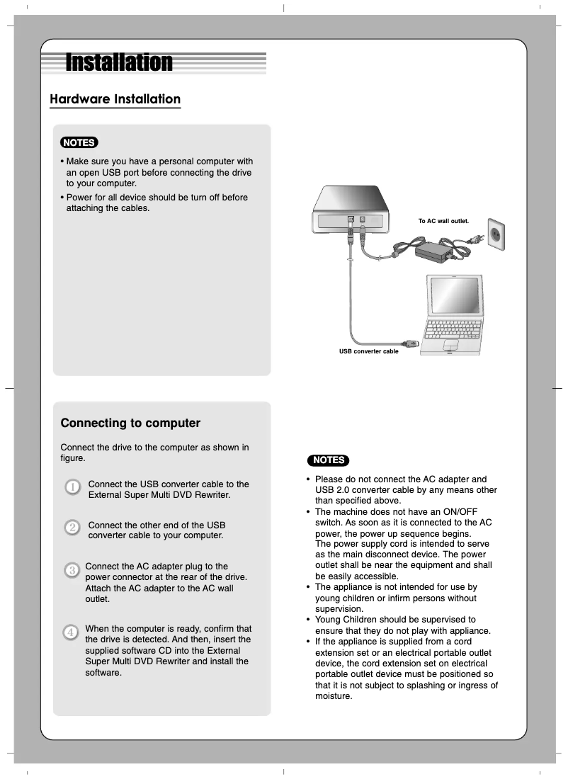 First page image of the manual for GSA-E40L