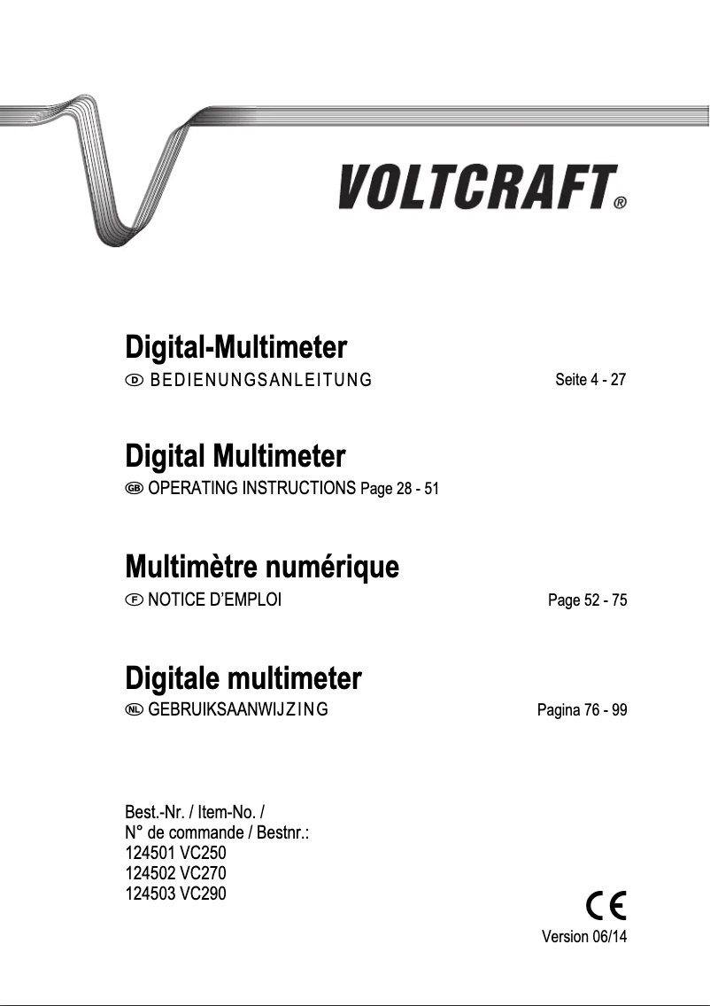 Page 1 of the manual User Manual Voltcraft VC250