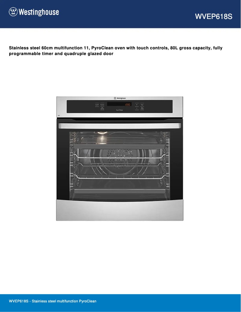 First page image of the manual for WVEP618S