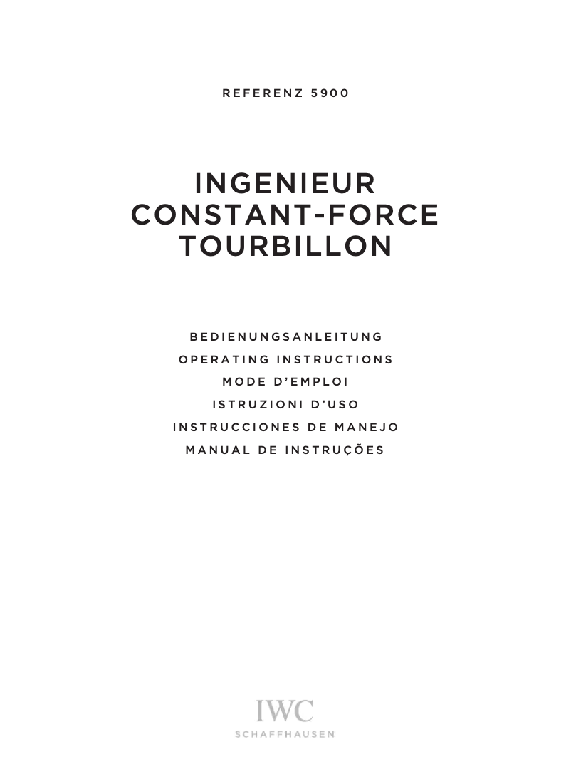 Page 1 of the manual User Manual IWC Ingenieur Constant-Force Tourbillon 5900