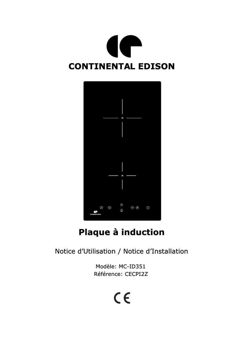 Page 1 of the manual User Manual Continental Edison CECPI2Z