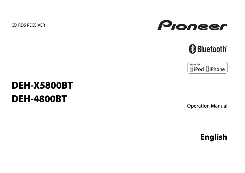 Page 1 of the manual User Manual Pioneer DEH-4800BT