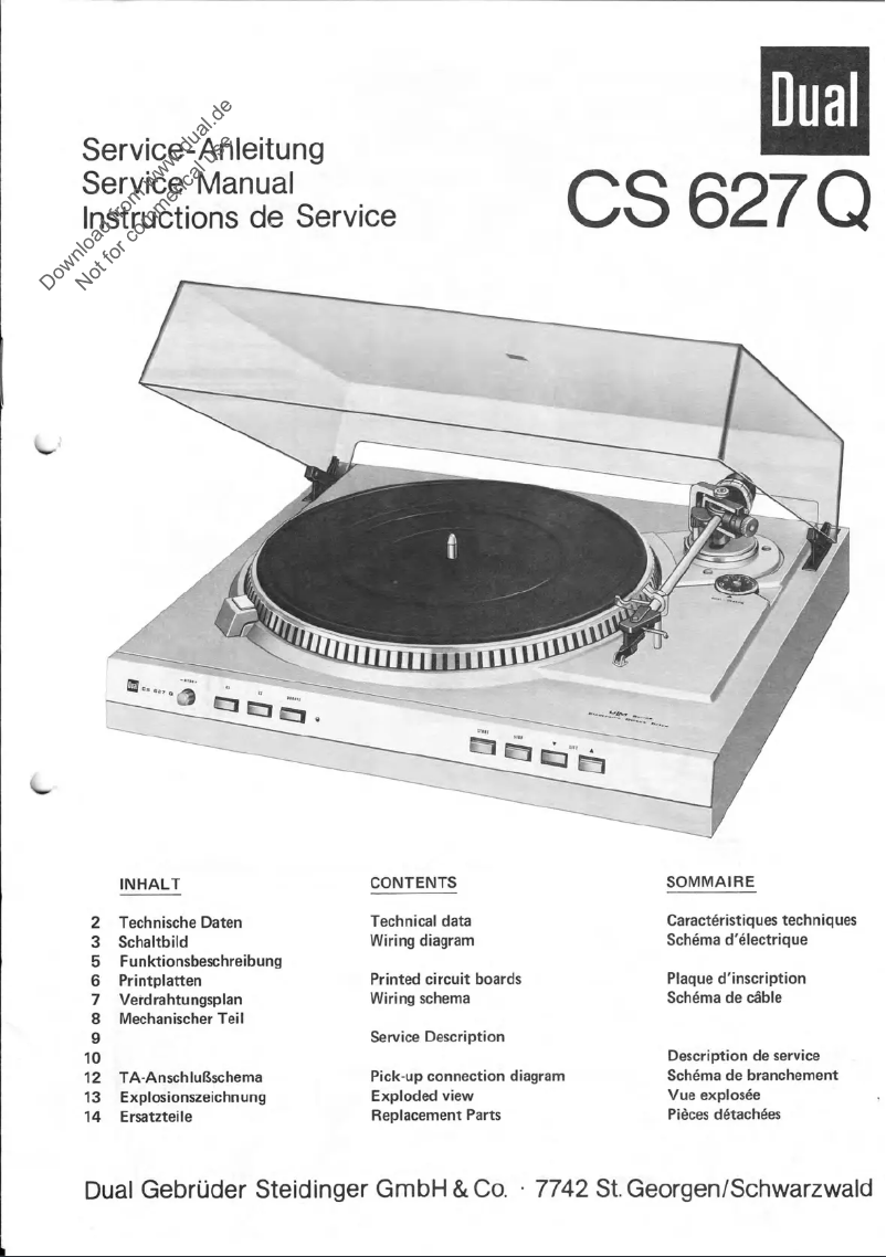 Page 1 of the manual User Manual Dual CS 627 Q