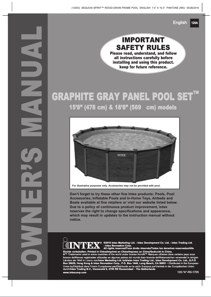 Page 1 de la notice Manuel utilisateur Intex Graphite Panel