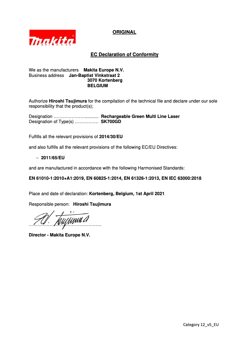 Page 1 of the manual Instruction Manual Makita SK700