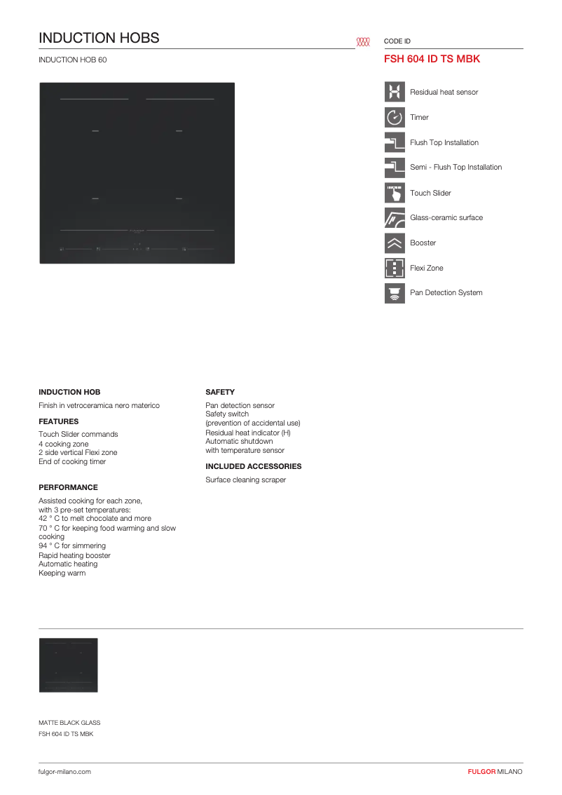 Page 1 of the manual User Manual Fulgor Milano FSH 604 ID TS MBK