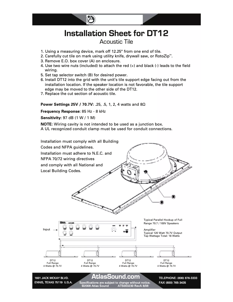 First page image of the manual for DT12