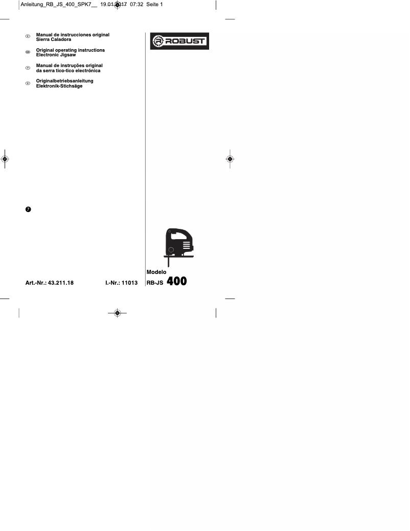 Page 1 of the manual User Manual Robust RB-JS 400 E