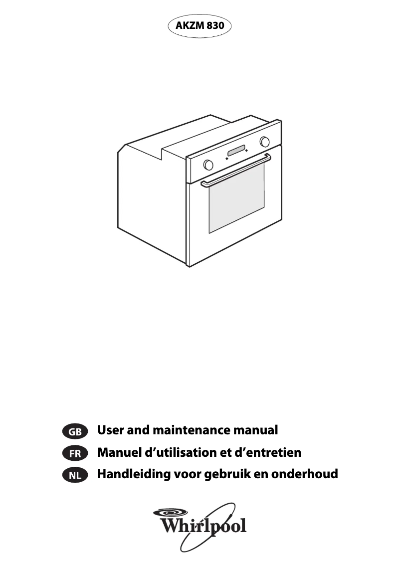 Page 1 of the manual User Manual Whirlpool AKZM 830/IX