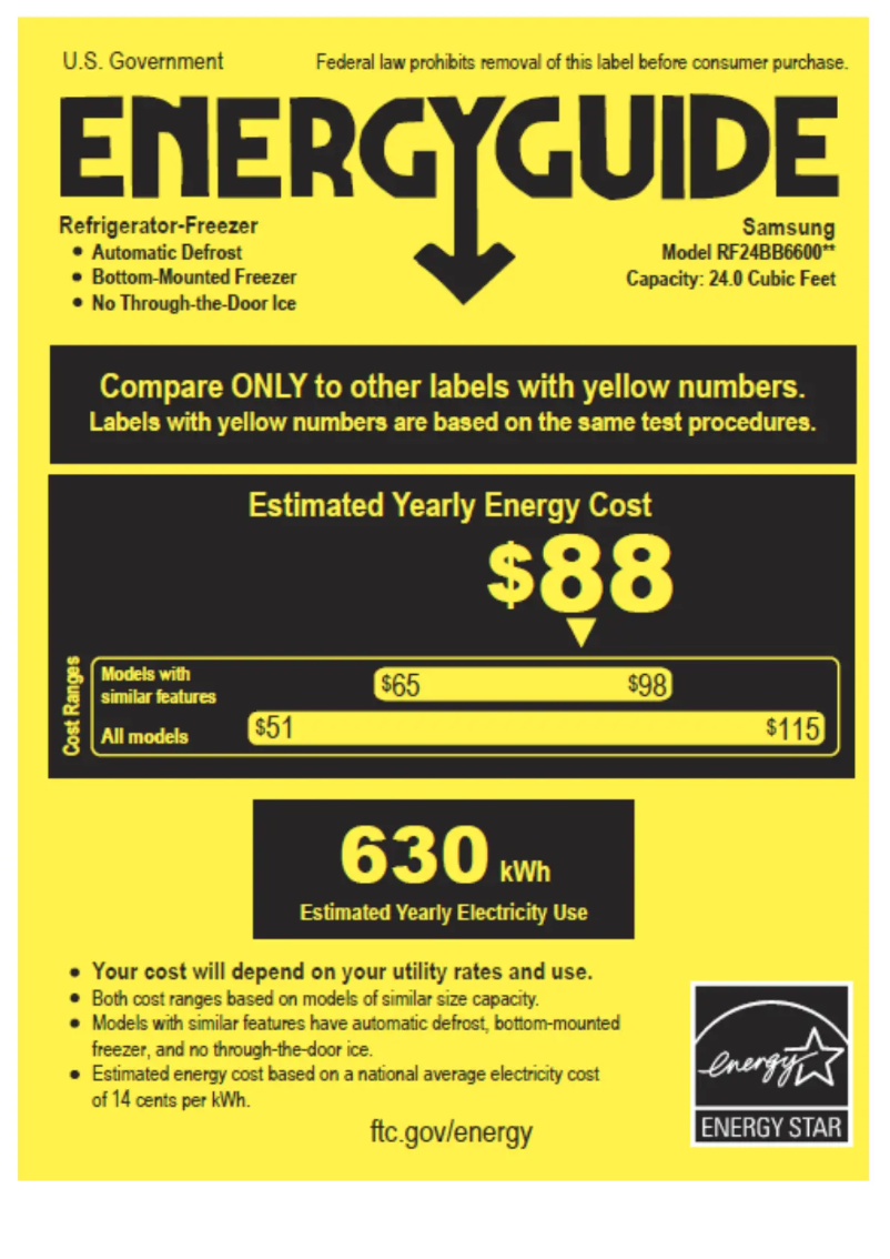 Page 1 of the manual Energy Label Samsung RF24BB6600QL
