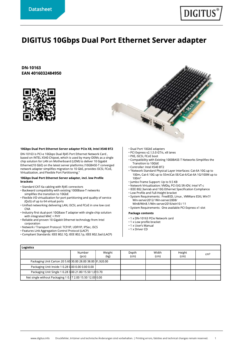 First page image of the manual for DN-10163