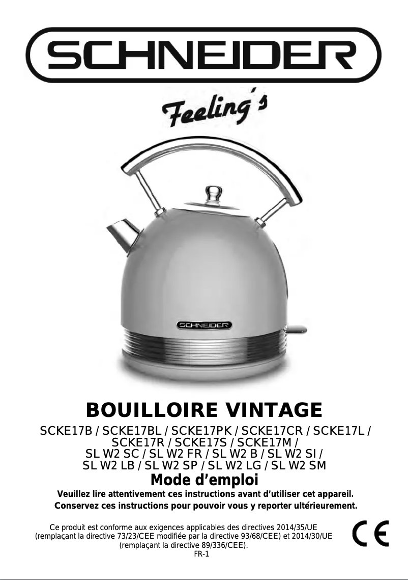 First page image of the manual for SL W2 SC