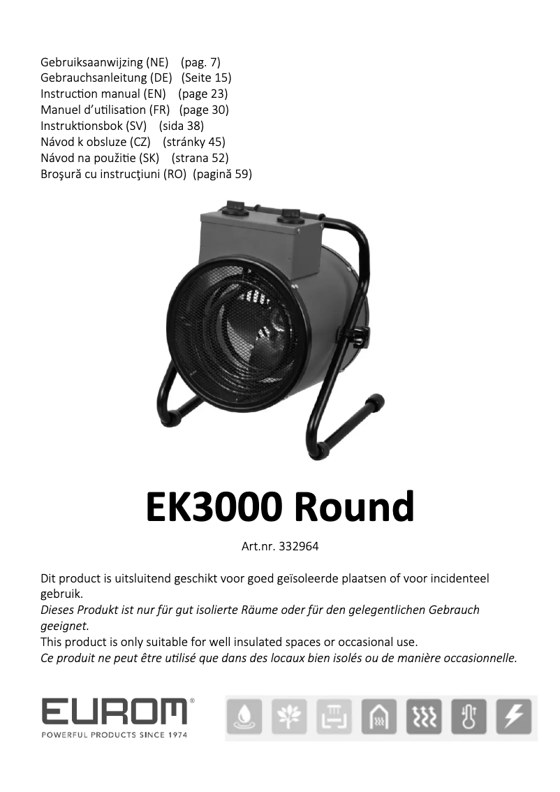 First page image of the manual for EK3000 Round