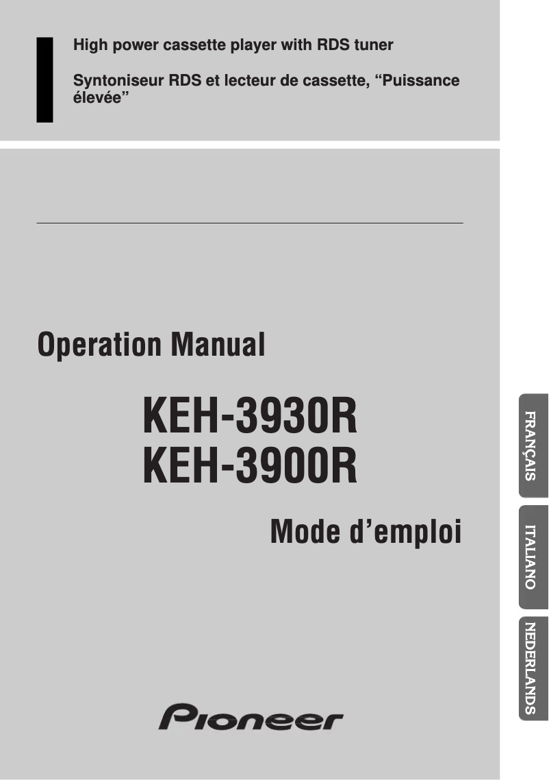 Page 1 of the manual User Manual Pioneer KEH-3930R
