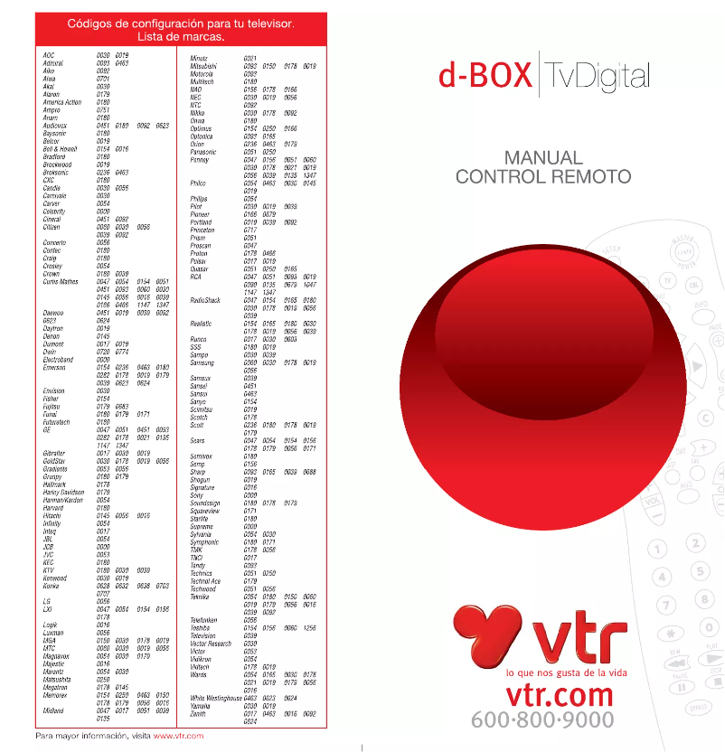 Page 1 of the manual User Manual VTR D-BOX