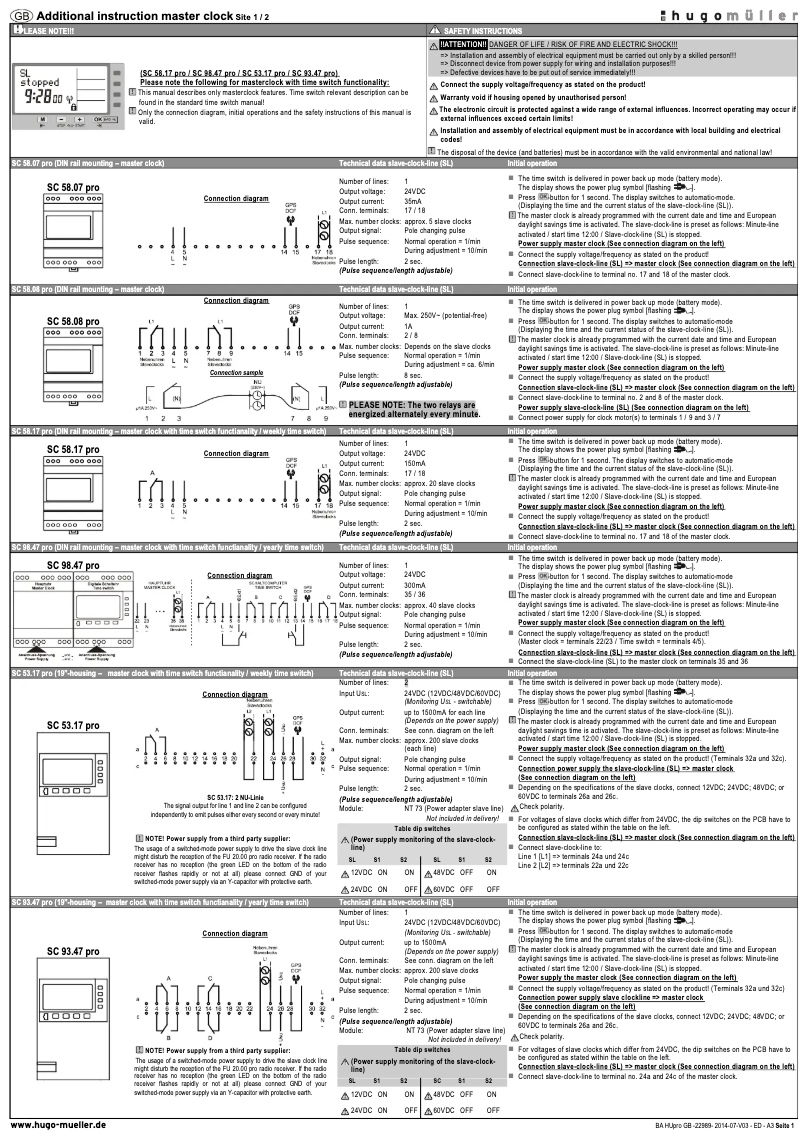 First page image of the manual for SC 58.07 pro