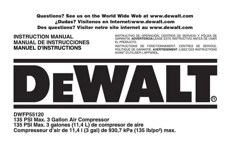 First page image of the manual for DWFP55120