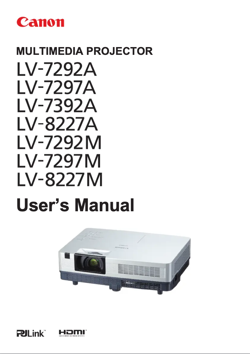 First page image of the manual for LV 7392A