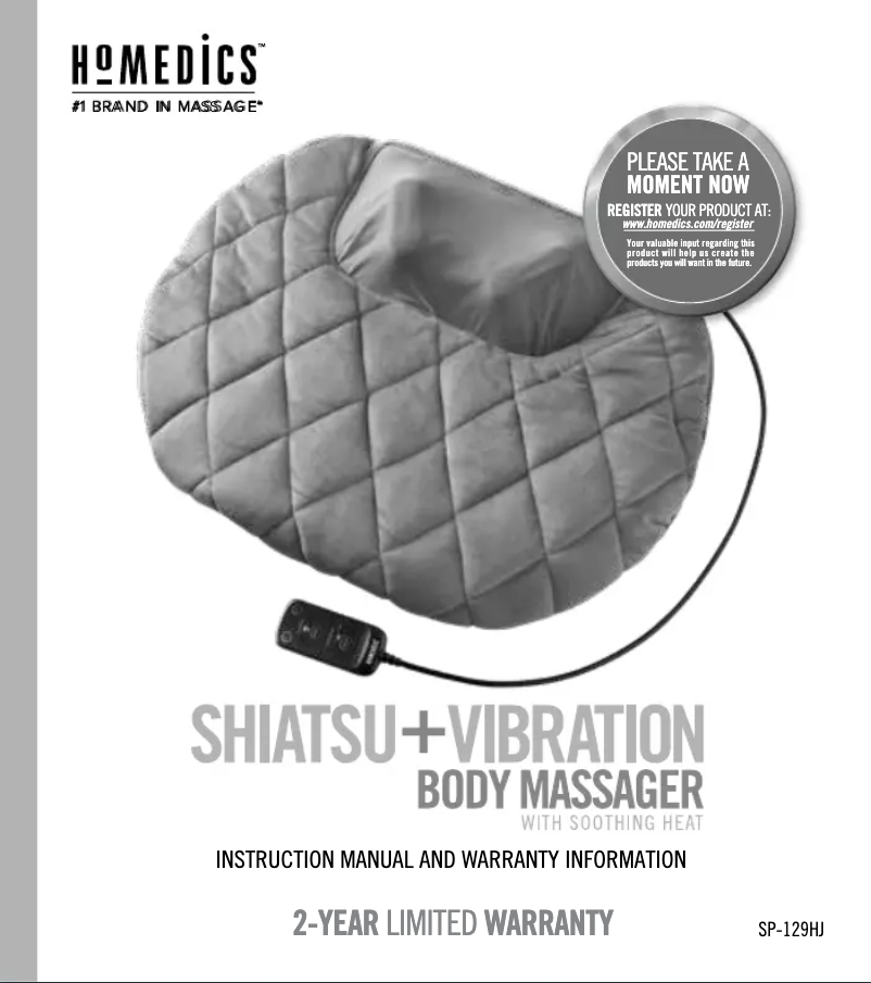 Page 1 of the manual User Manual Homedics SP-129HJ