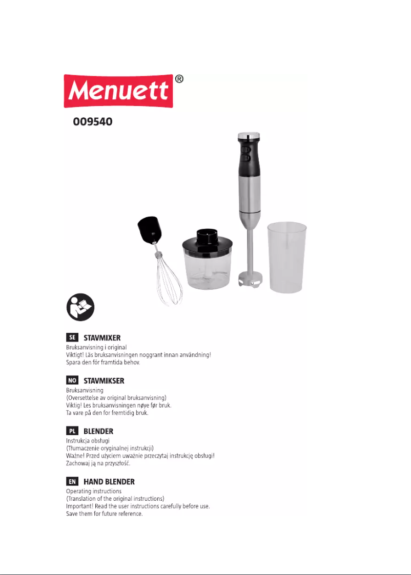 Page 1 of the manual User Manual Menuett 009-540