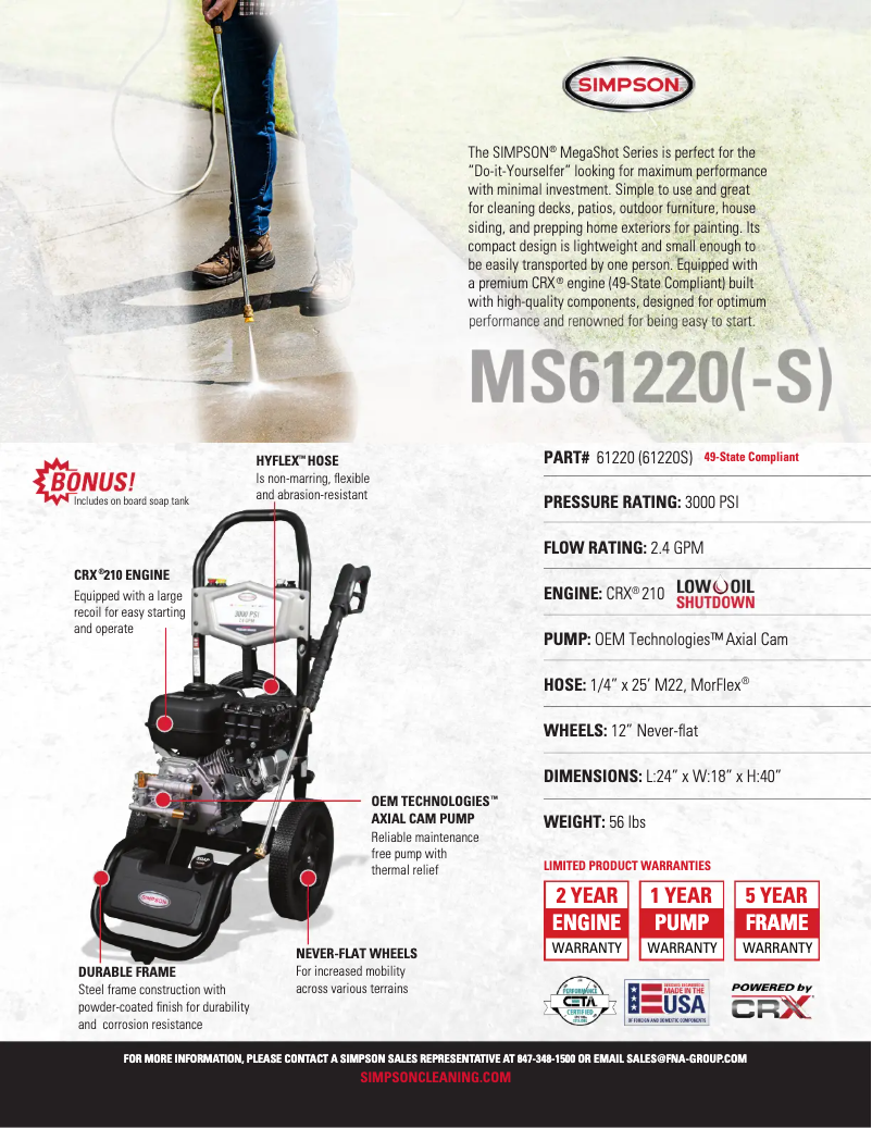 First page image of the manual for Megashot MS61220