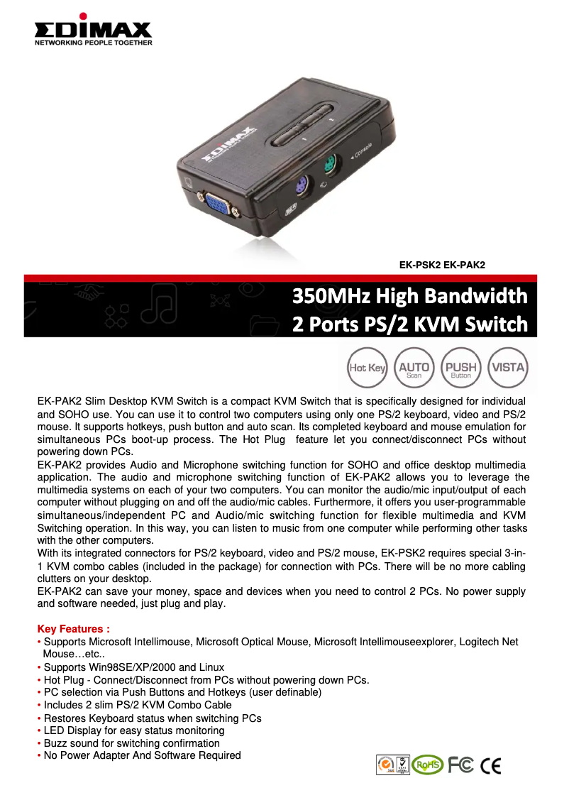 Page 1 of the manual Technical Sheet Edimax EK-PAK2