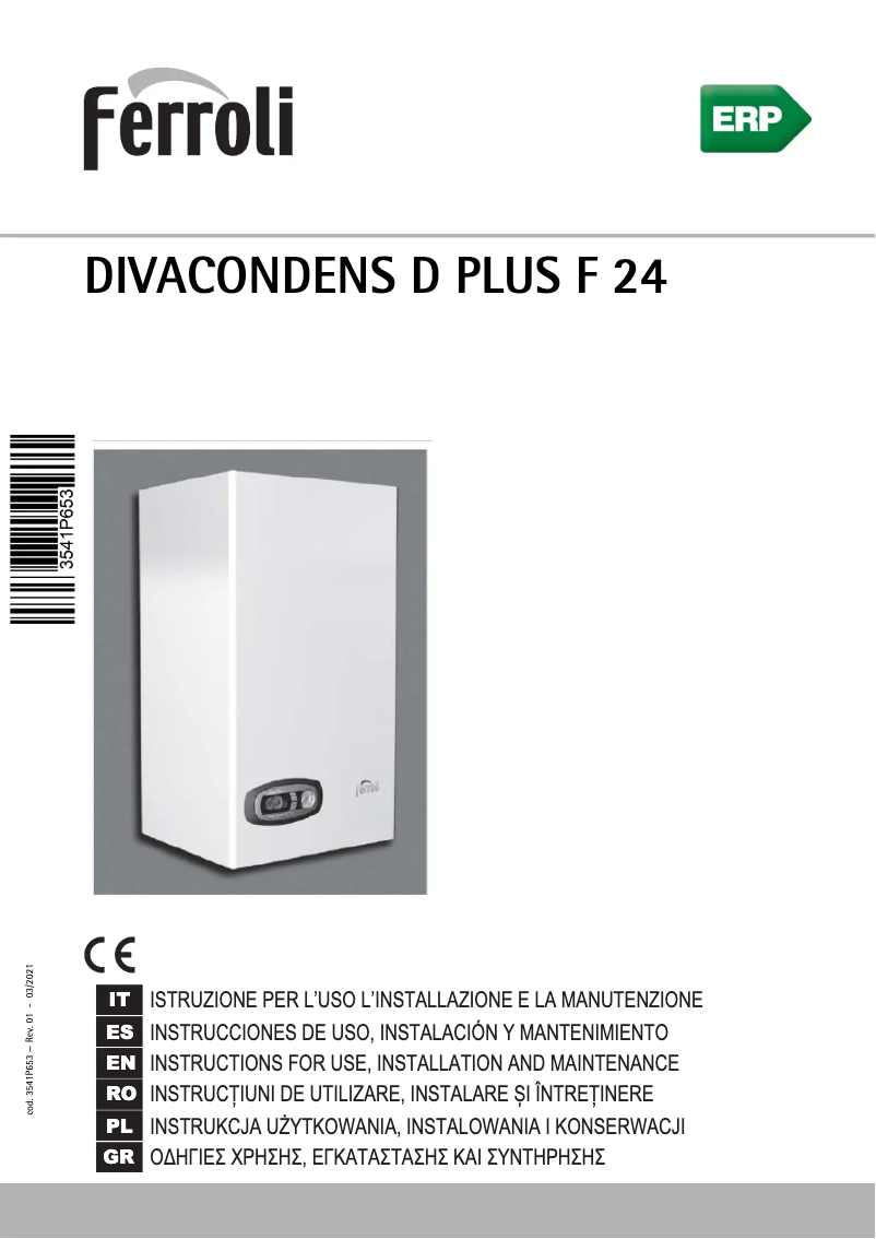 Page 1 of the manual User Manual Ferroli DIVAcondens D PLUS F 24