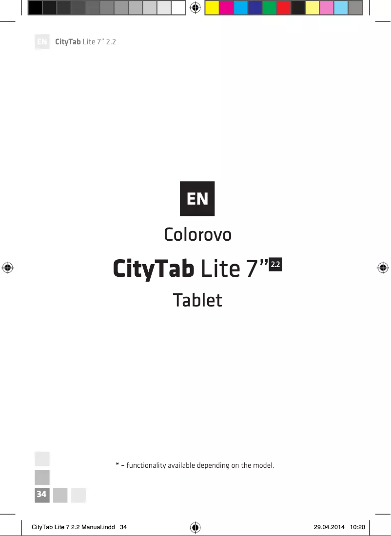 Page 1 of the manual User Manual Colorovo CityTab Lite 7'' 2.2