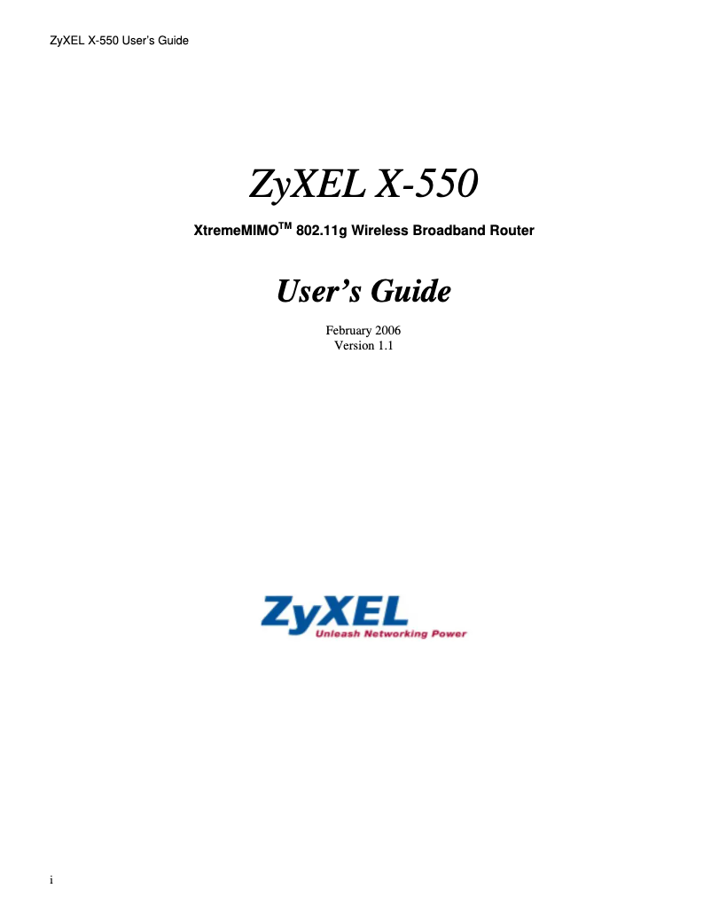 Page 1 of the manual User Manual ZyXEL X-550