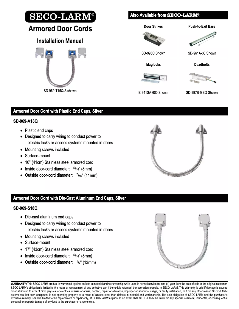 Page 1 of the manual User Manual Seco-Larm SD-969-S18Q