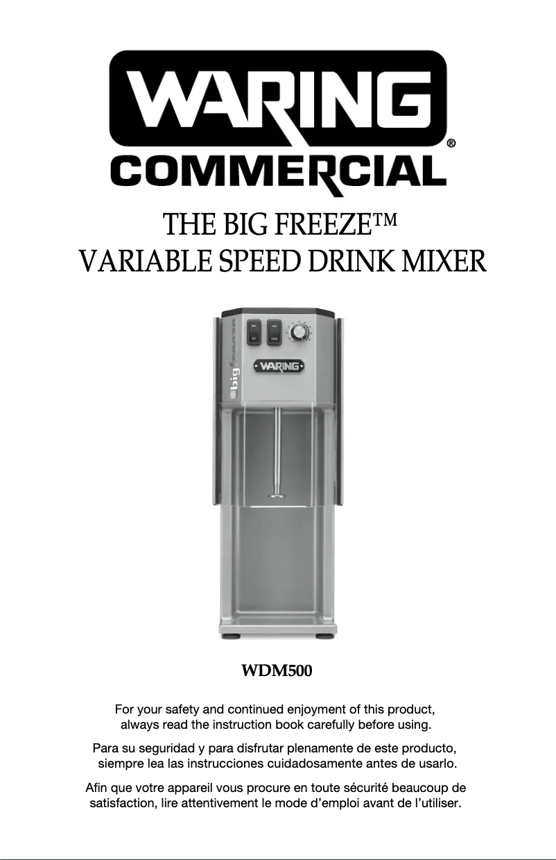 Page 1 of the manual User Manual Waring Commercial WDM500