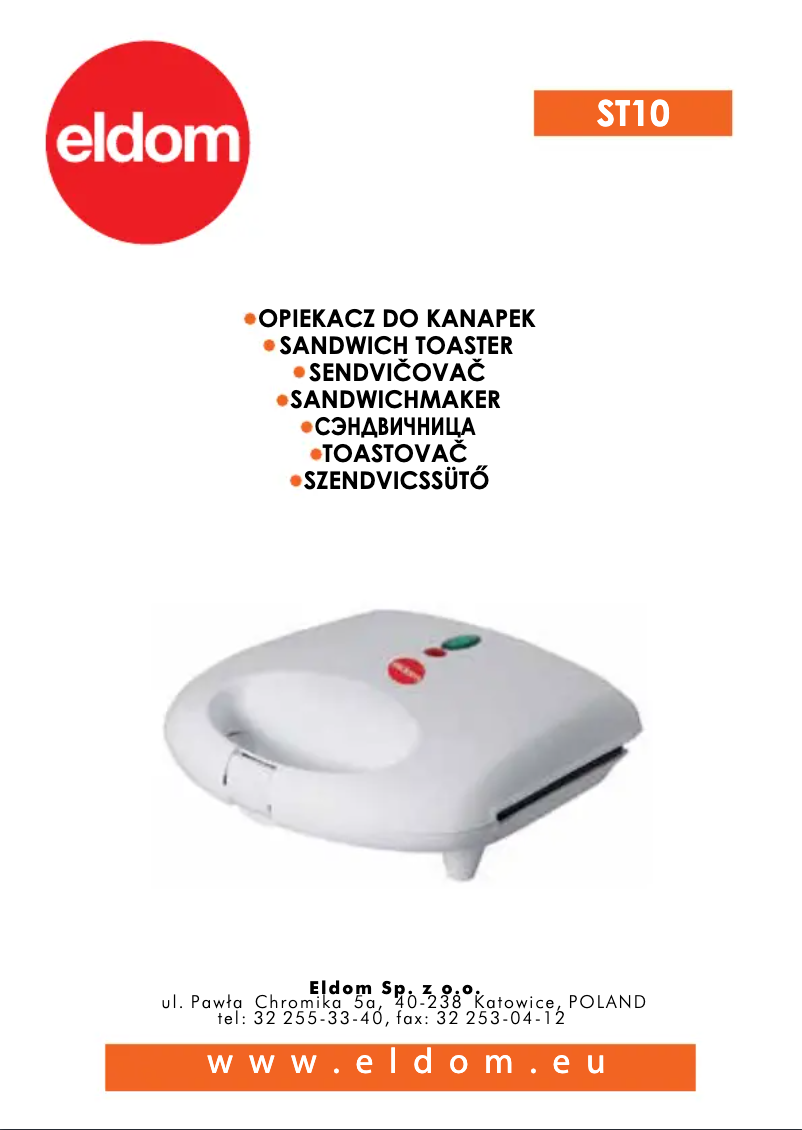First page image of the manual for Presto ST10