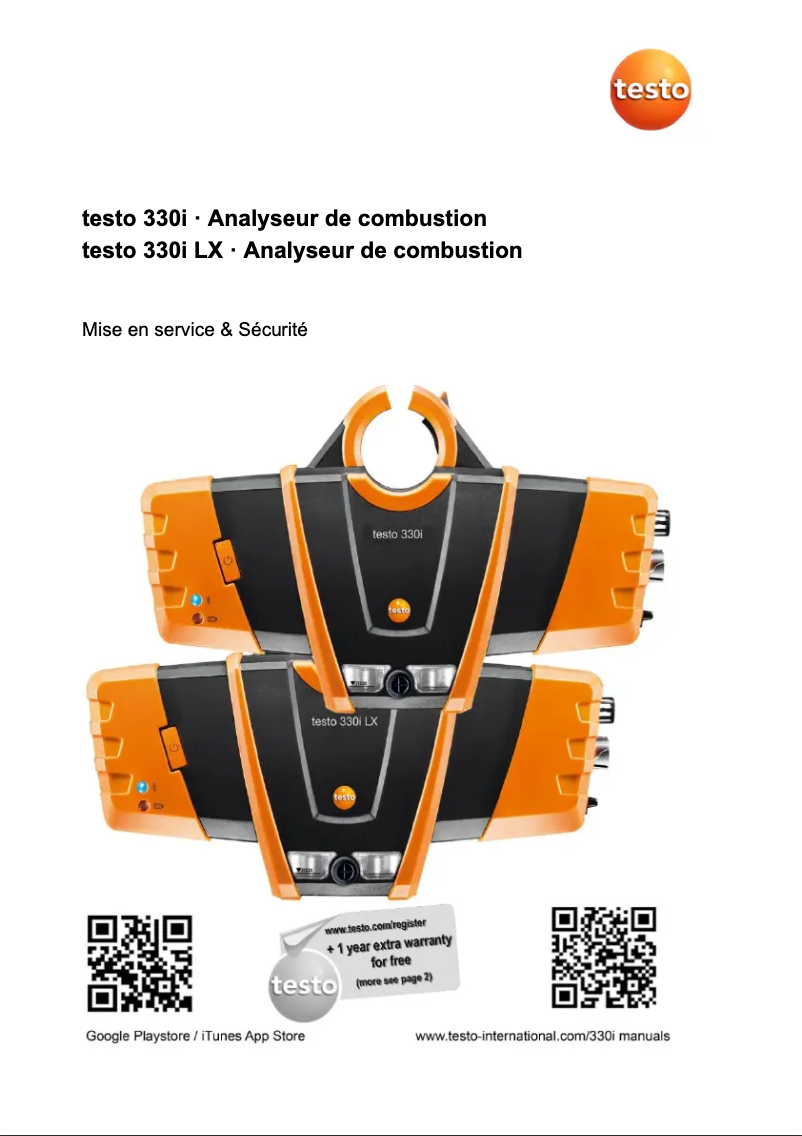 Page 1 of the manual Safety Instructions Testo 330i