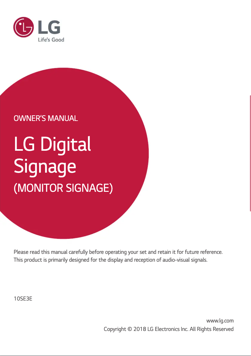 Page 1 of the manual User Manual LG 10SE3E