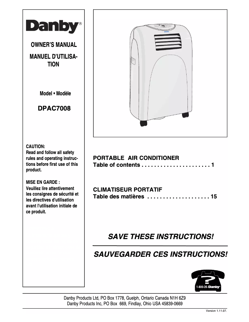 First page image of the manual for DPAC7008
