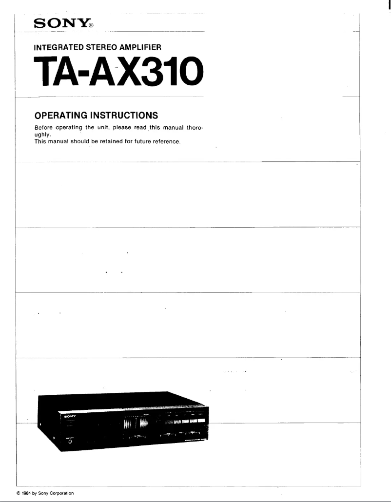 Page 1 of the manual User Manual Sony TA-AX310