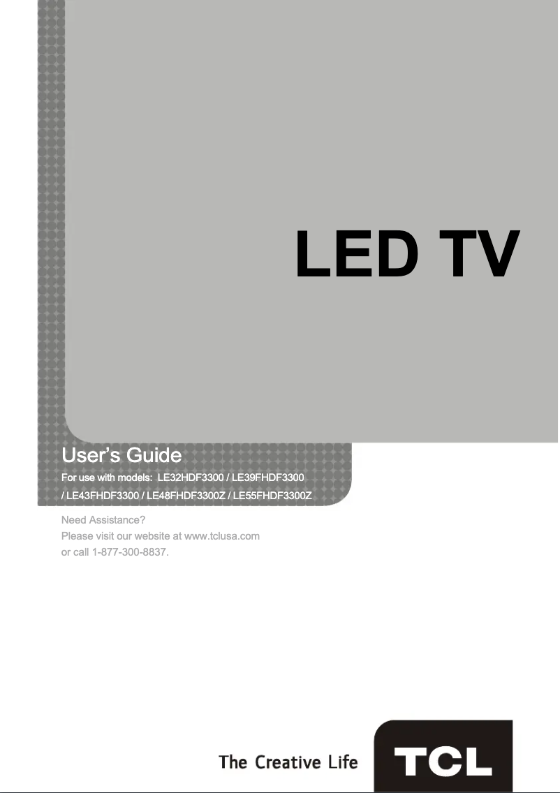First page image of the manual for LE55FHDF3300Z